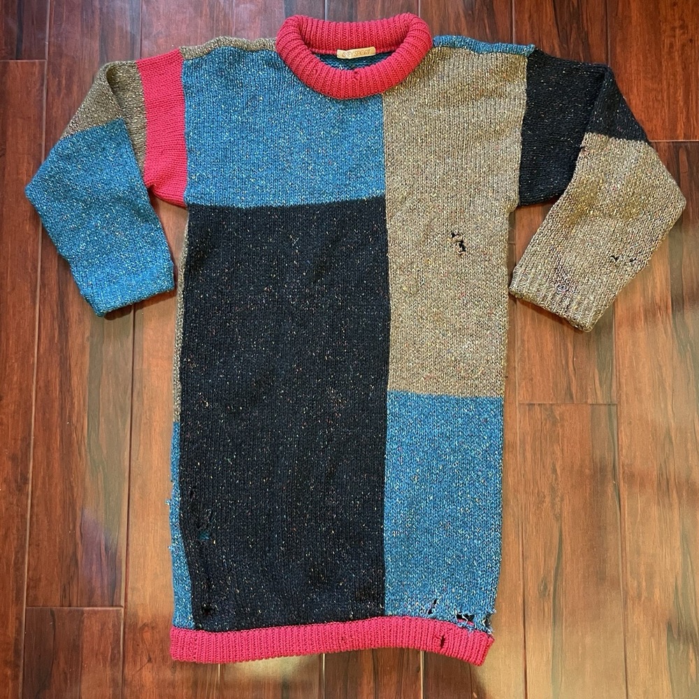 Vintage Issey Miyake Sport Knit Sweater 1982 Multicolor Blocked Womens US Size 9